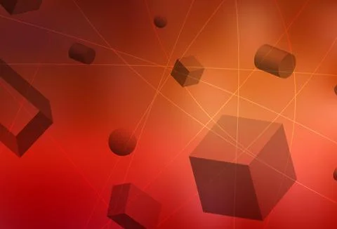 Light Red vector background with 3D cubes, cylinders, spheres, rectangles. イラスト素材