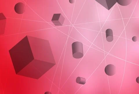 Light Red vector layout with 3D cubes, cylinders, spheres, rectangles. イラスト素材