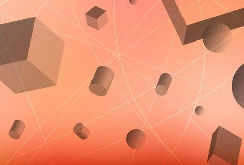 Light Red vector texture with 3D cubes, cylinders, spheres, rectangles. イラスト素材