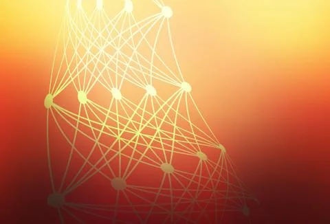 Light Red, Yellow vector backdrop with artificial intelligence data. Illustrazione stock