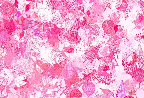 Light Red, Yellow vector doodle pattern with trees, branches. Illustrazione stock