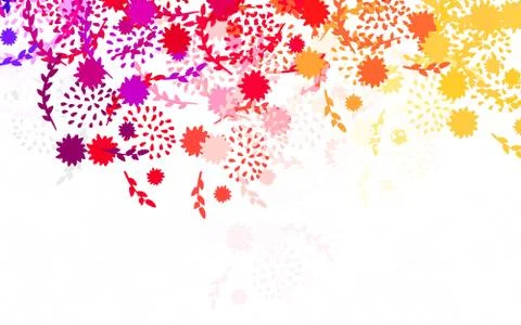 Light Red, Yellow vector doodle pattern with flowers, roses. Stock Illustration