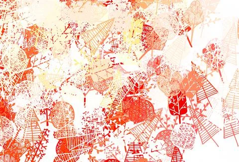 Light Red, Yellow vector doodle texture with trees, branches. Stock Illustration