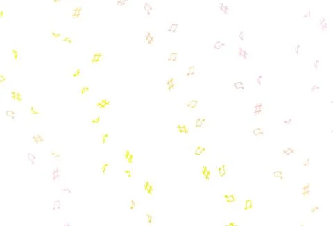 Light Red, Yellow vector pattern with music elements. 스톡 일러스트