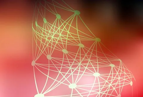 Light Red, Yellow vector pattern with artificial intelligence network. Illustrazione stock