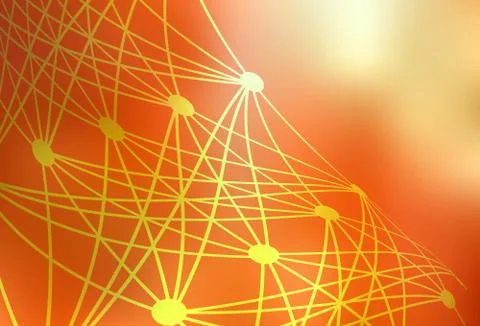 Light Red, Yellow vector pattern with artificial intelligence network. Illustrazione stock