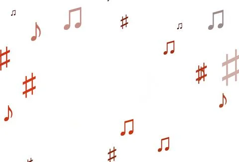 Light Red, Yellow vector pattern with music elements. 스톡 일러스트