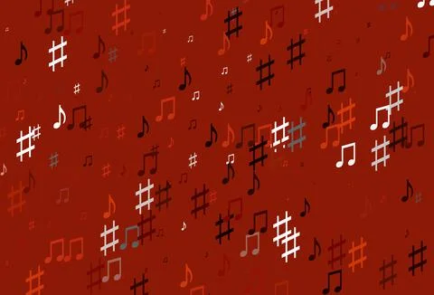 Light Red, Yellow vector pattern with music elements. Illustrazione stock