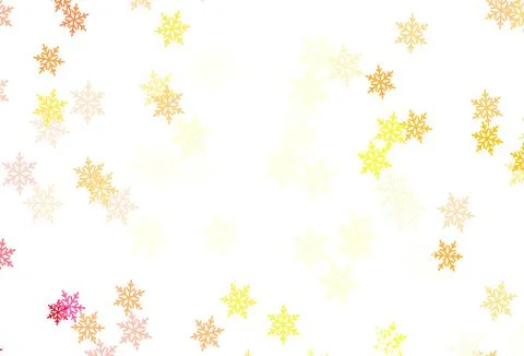 Light Red, Yellow vector pattern with christmas snowflakes, stars. Stock Illustration