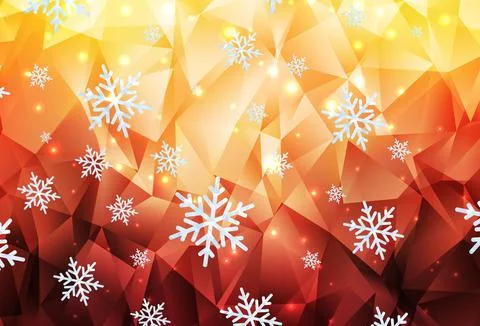 Light Red, Yellow vector pattern with christmas snowflakes, stars. Stock Illustration