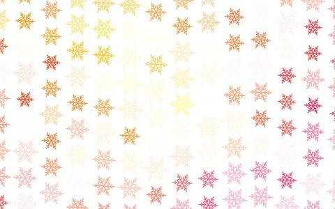 Light Red, Yellow vector pattern with christmas snowflakes, stars. Stock Illustration
