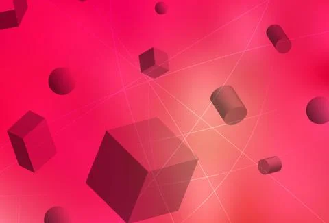 Light Red, Yellow vector template with 3D cubes, cylinders, spheres, rectangl Stock Illustration