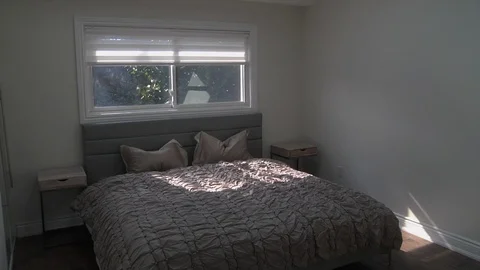 Light reflection on the bed in the bedroom. Stock Footage 111495109