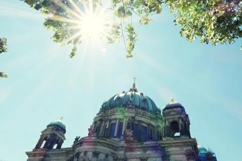 Light reflection at the berlin cathedral (Germany) Stock Photos