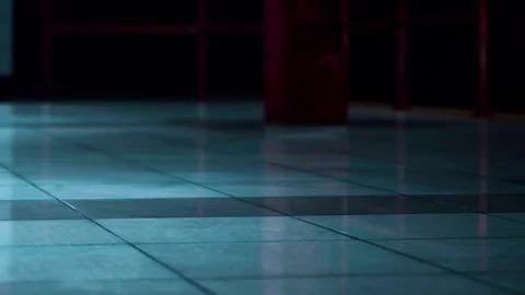 Light reflection on the floor at a dark indoor location in the evening Stock Footage 338322238