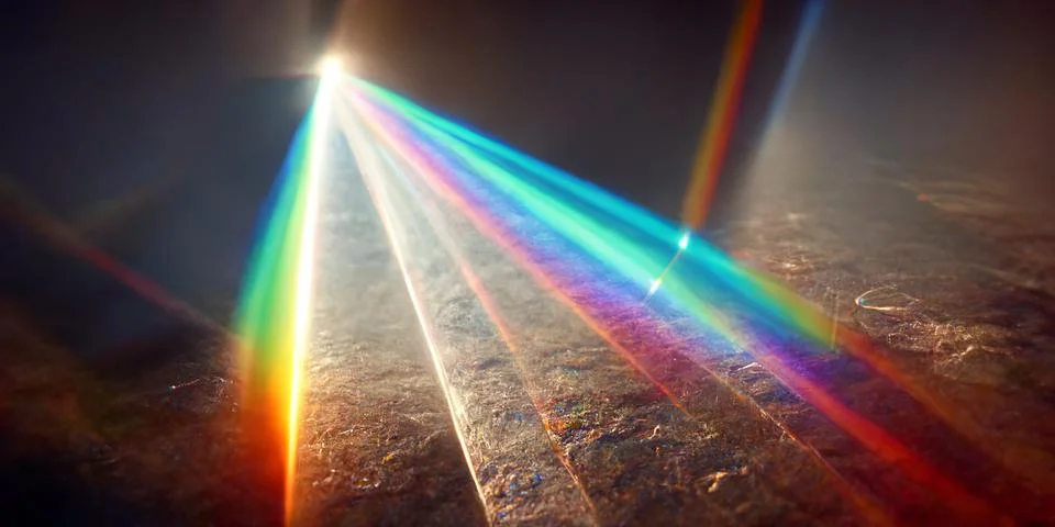 Light reflection with rainbow. Crystal sparkle burst, diamond refraction rays. Stock Illustration
