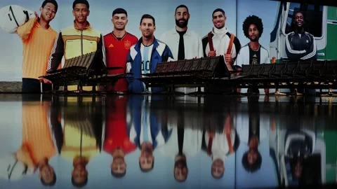 Light reflections on FIFA WORLD CUP 2022 famous players slow motion 4K Stock Footage 229144665