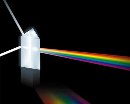 Light reflections on a prisma. Rainbow and white light. Stock Illustration
