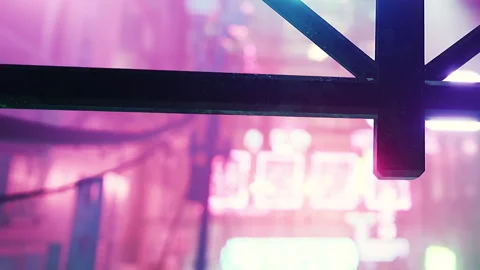 Light reflections seen through a window in a city at night Stock Footage 344057168