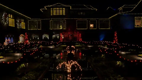 Light Reflections on Water Pond, The Butchart Gardens Victoria BC Scenery Night Stock Footage 120486500