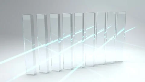Light is refracted through a transparent glass grating Stock Footage 346210938
