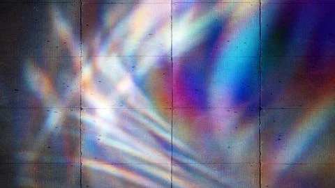 Light refracting through palm fronds creates a colorful, iridescent pattern on a Stock Illustration