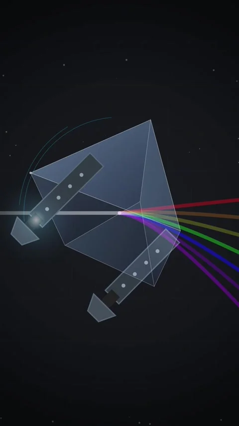 Light Refraction Through Glass Prism Abstract Science Animation Stock Footage 346203055