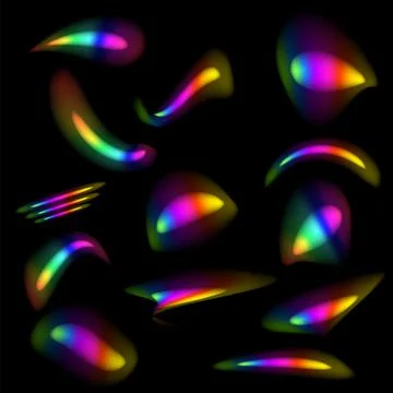 Light Refractions. Rainbow Sunlight Effect. Golographic Rays. Crystal Light Stock Illustration