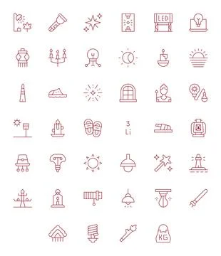Light Retina Ready Vector Icon Pack with 40 Thin Line Display Perfect Element Illustrazione stock