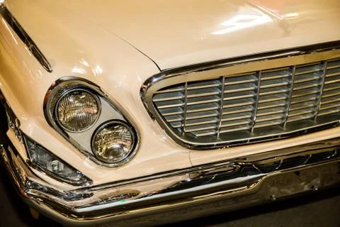 Light retro car close up. Stock Photos