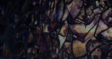 Light reveals patterns on iridescent holographic mosaic Stock Footage 85642793
