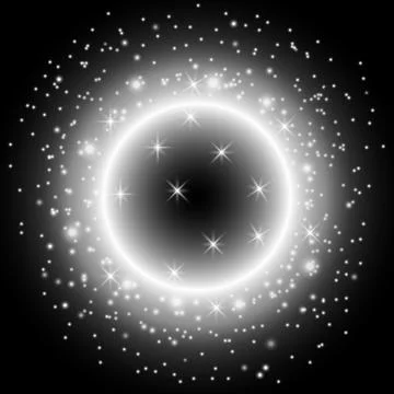 Light ring with stardust, white color Stock Illustration