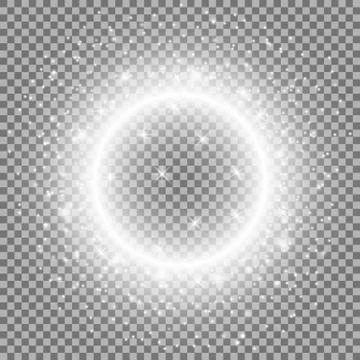Light ring with stardust, white color Stock Illustration