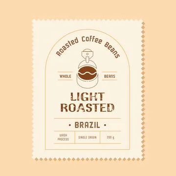 Light roasted coffee label with roaster machine icon Stock Illustration
