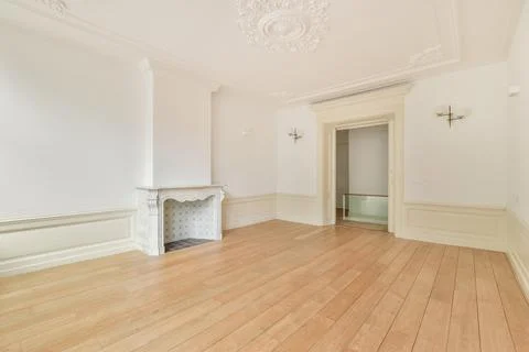 Light room with fireplace Stock Photos