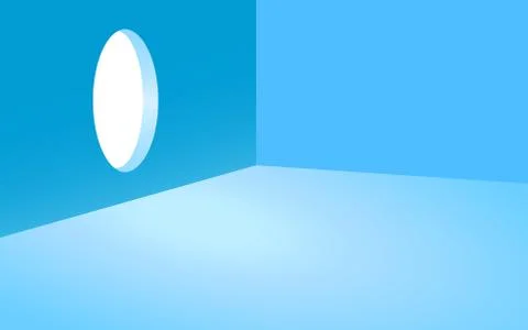 Light from round window in the blue studio room Stock Illustration