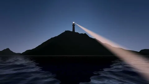Light scan of a lighthouse at sea Stock Footage 325761453