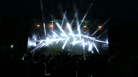 Light scene in large stadium at rave party Stock Footage 54987997