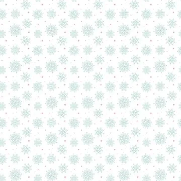 Light seamless blue pattern of many snowflakes on white background. Soft Chri Stock-Illustration