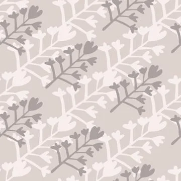 Light seamless botanic pattern with flowers and branches. Floral elements in  Stock Illustration