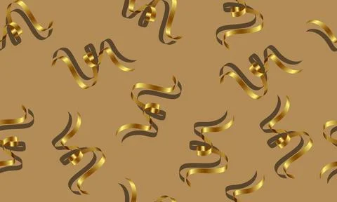 Light seamless pattern with golden flowing lines on a yellow background. Stock Illustration