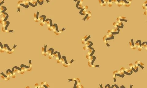 Light seamless pattern with golden flowing lines on a yellow background. Stock Illustration