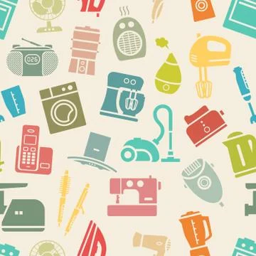 Light seamless pattern of home appliances Stock-Illustration