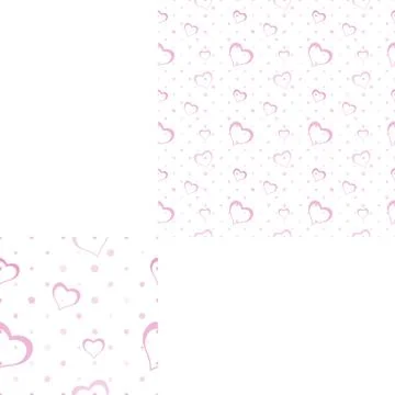 Light seamless pattern with pink silhouettes of heart and dots for holidays a Stock Photos