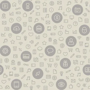 Light Seamless Pattern with Universal Icons Illustrazione stock
