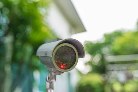 Light security video camera surveillance. Protection, police, home, safety,.. Stock Photos