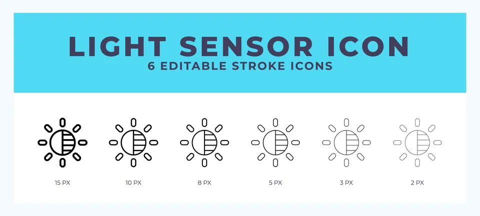 Light sensor icon in thin line. Bold line. Regular line. Editable stroke. Stock Illustration