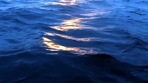 The light of the setting sun reflected in the blue water Stock Footage 118046788