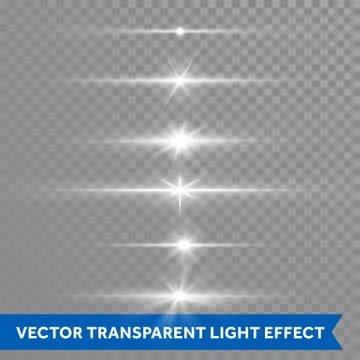 Light shine effect or starlight lens flare vector isolated icons transparent  Stock Illustration