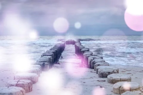 The light shines on the seashore Stock Footage 203072079